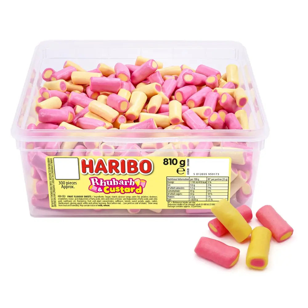 Haribo Rhubarb & Custard - 1 x 810g Sweet Tub