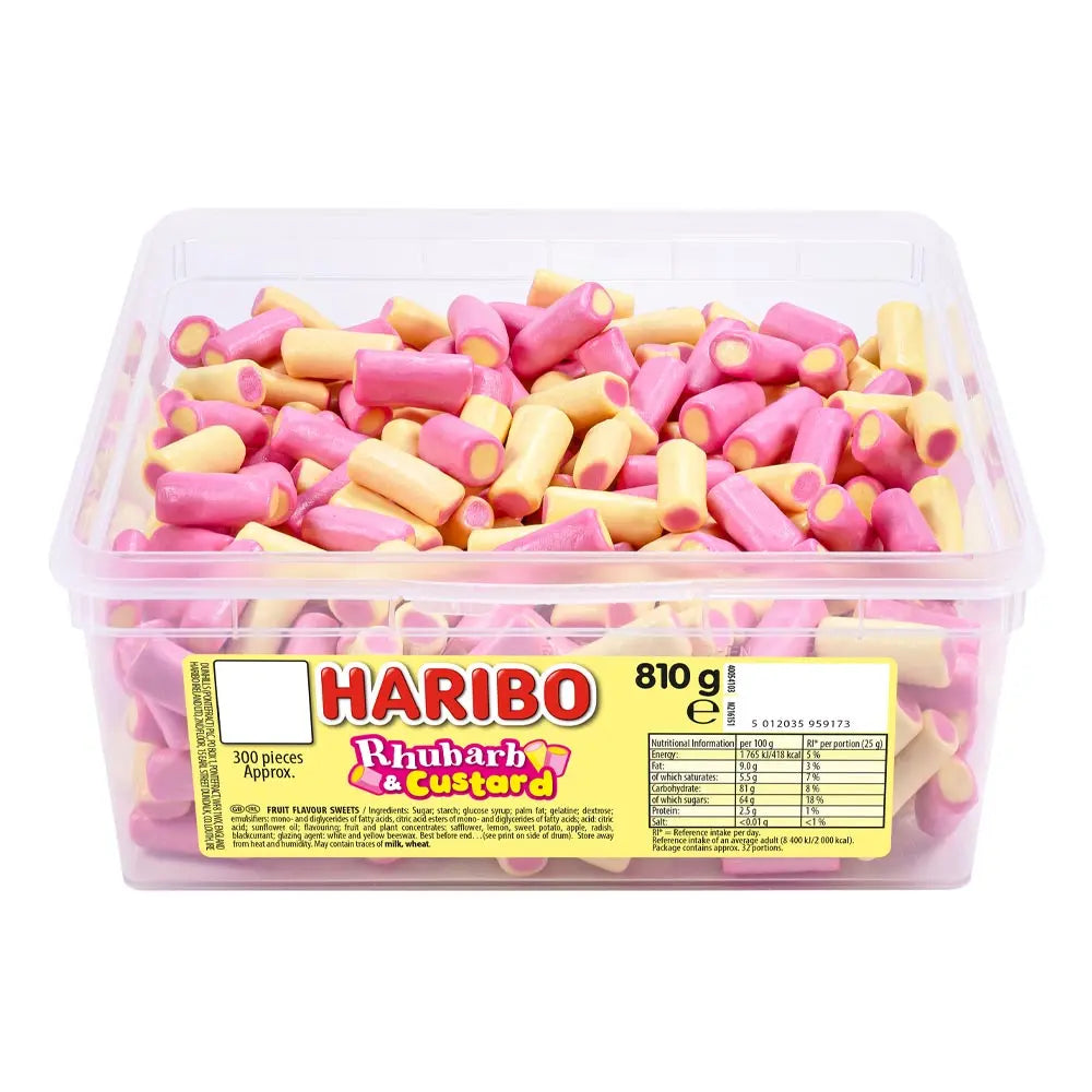 Haribo Rhubarb & Custard - 1 x 810g Sweet Tub
